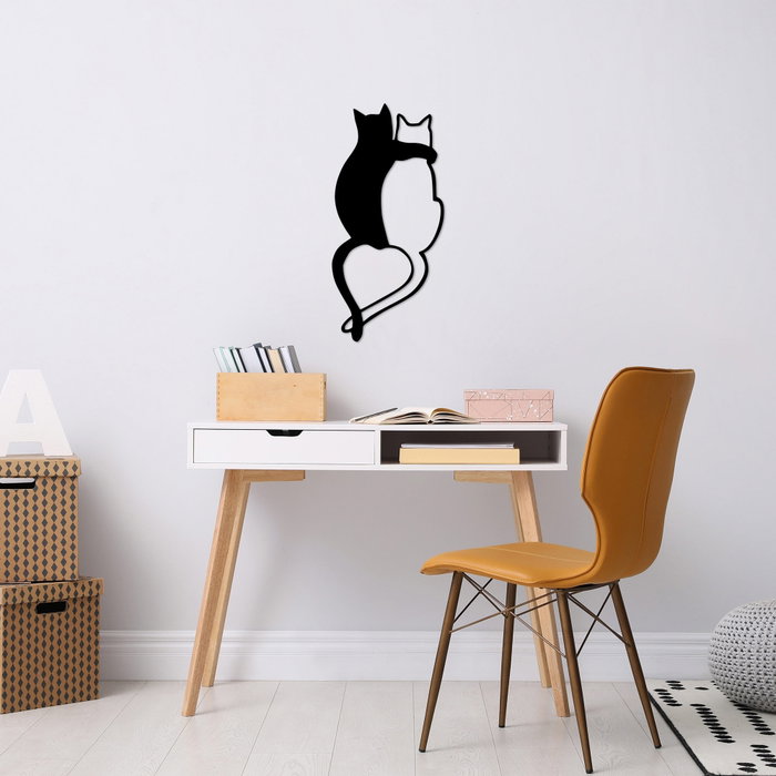 Wallity Love Cats - 478 Escultura de Pared de Metal Negra